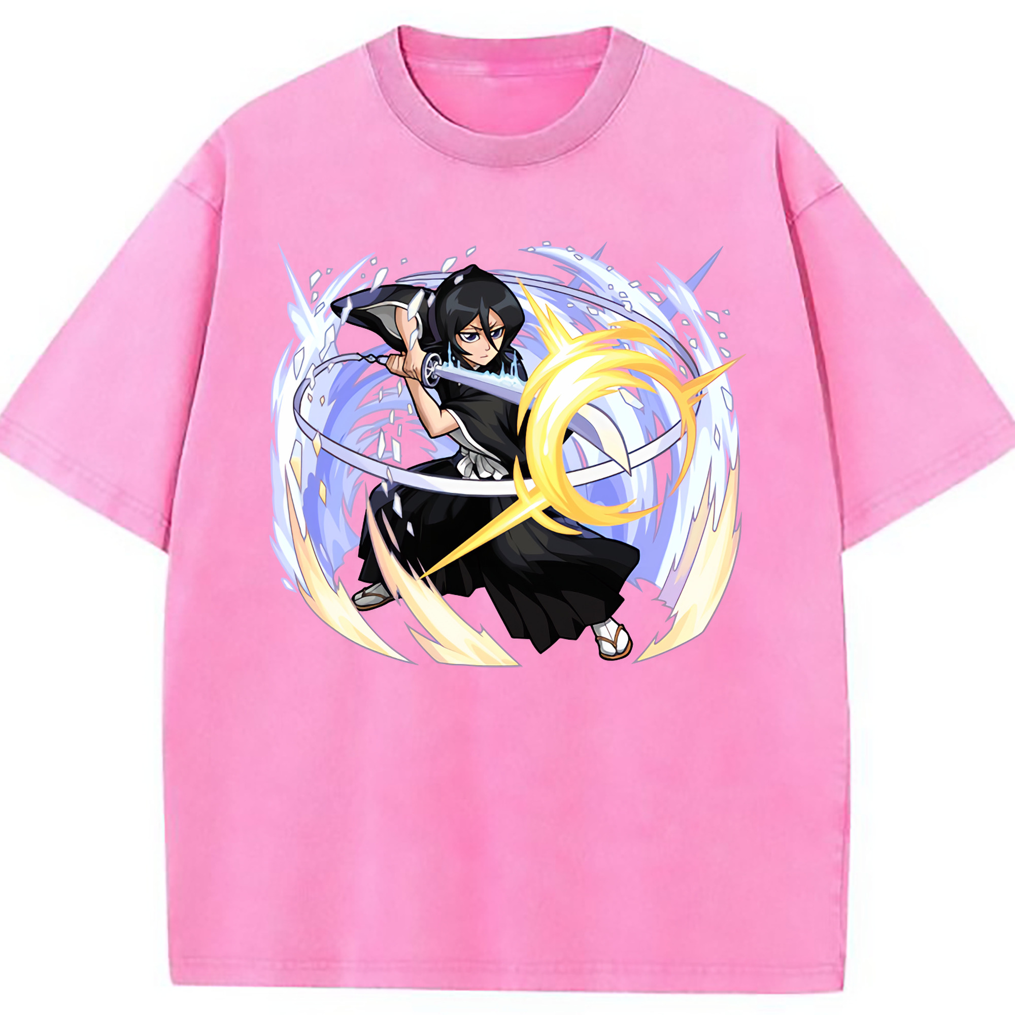 （画像用） ブリーチ 朽木ルキア BLEACH Kuchiki Rukia 綿100% ヴィンテージ風 半袖Tシャツ（フロントプリント）